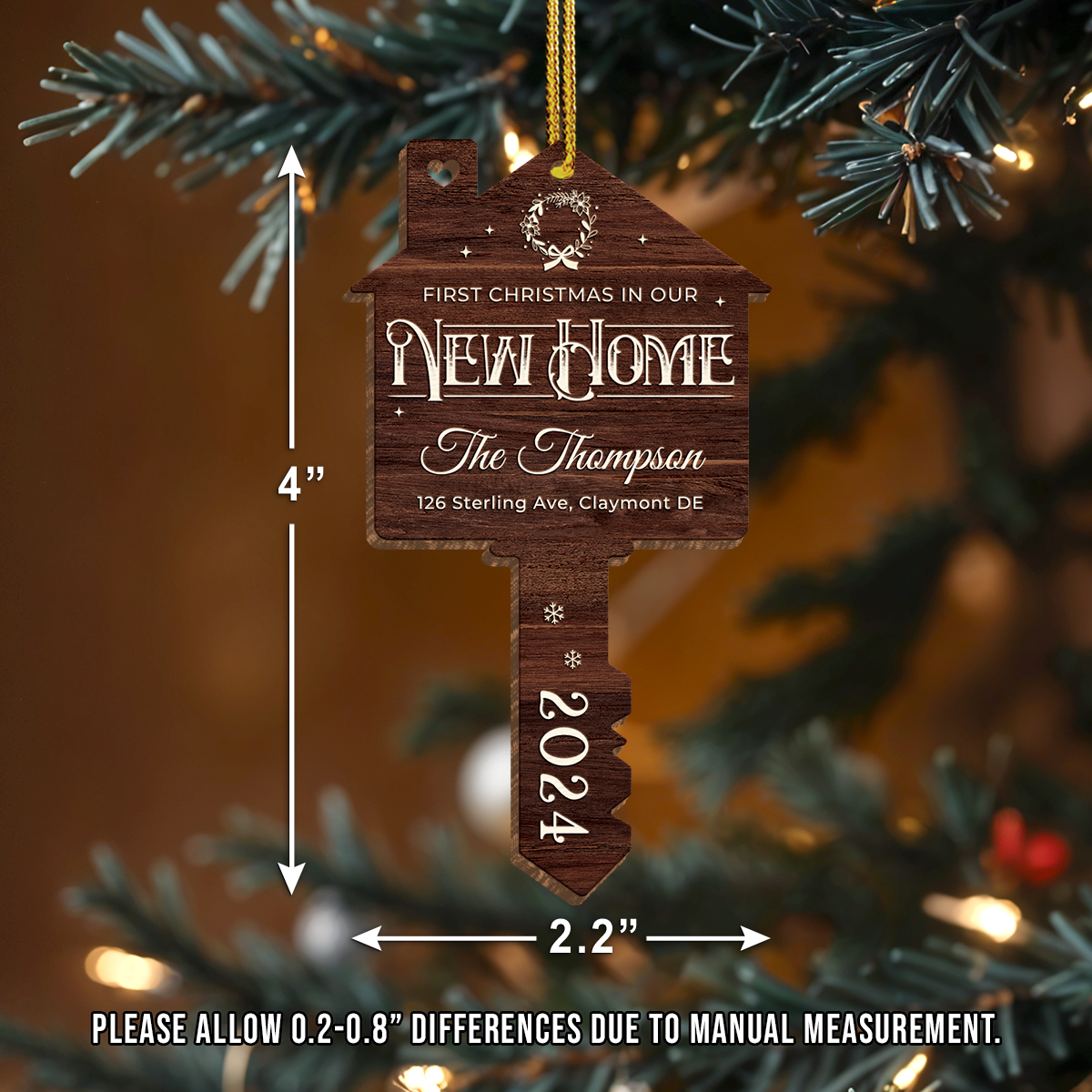 Personalized New Home Ornament - Custom Shaped Wooden Ornament, First Christmas in Our New Home Christmas Ornament, Gifts for Family, Housewarming