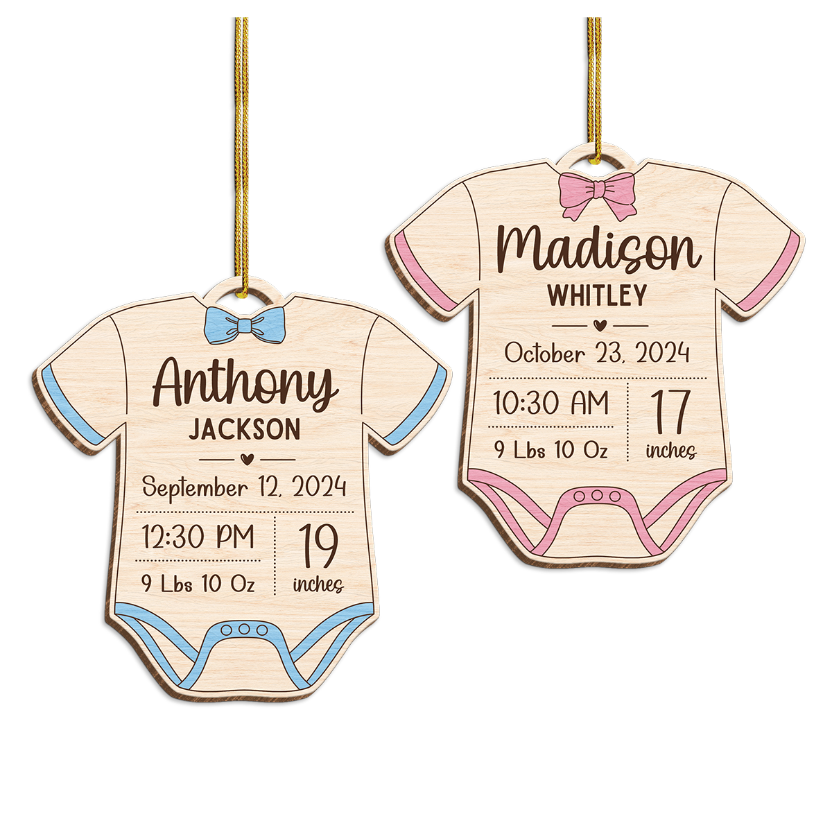 Personalized Baby's First Xmas Wooden Ornament, Custom Baby Name Keepsake, Gift for New Mom, Parents, Newborn Baby Boys Girls