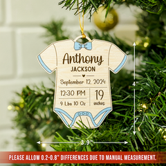 Personalized Baby's First Xmas Wooden Ornament, Custom Baby Name Keepsake, Gift for New Mom, Parents, Newborn Baby Boys Girls