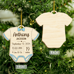 Personalized Baby's First Xmas Wooden Ornament, Custom Baby Name Keepsake, Gift for New Mom, Parents, Newborn Baby Boys Girls