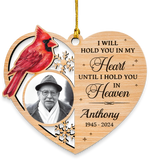 Personalized Human Memorial Ornament - Custom Photo Shaped Wooden Ornament, Sympathy Bereavement Gift Loss of Loved One, I Will Hold You in My Heart