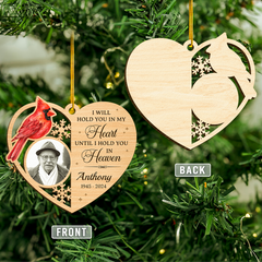 Personalized Human Memorial Ornament - Custom Photo Shaped Wooden Ornament, Sympathy Bereavement Gift Loss of Loved One, I Will Hold You in My Heart
