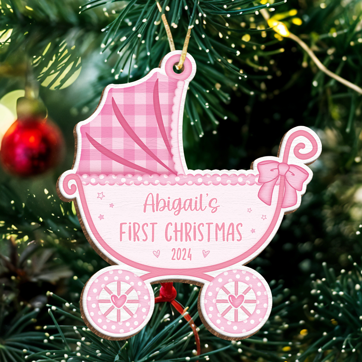 Personalized Baby's First Christmas Ornament - Custom Baby Carriage Wooden Ornament, Boys Girls Christmas Keepsake, Gift for New Mom New Dad