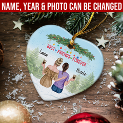 Personalized Best Friend Ornament Friendship Christmas Heart Ceramic Ornaments Keepsake Gifts for Bestie BFF Soul Sister Hanging Xmas Tree Decor