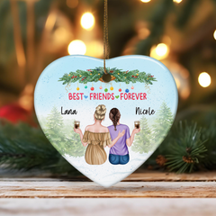 Personalized Best Friend Ornament Friendship Christmas Heart Ceramic Ornaments Keepsake Gifts for Bestie BFF Soul Sister Hanging Xmas Tree Decor