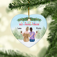 Personalized Best Friend Ornament Friendship Christmas Heart Ceramic Ornaments Keepsake Gifts for Bestie BFF Soul Sister Hanging Xmas Tree Decor