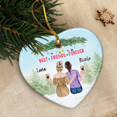 Personalized Best Friend Ornament Friendship Christmas Heart Ceramic Ornaments Keepsake Gifts for Bestie BFF Soul Sister Hanging Xmas Tree Decor