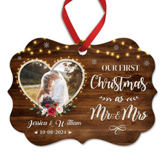 Personalized First Christmas as Mr and Mrs Ornament Wedding Marriage Aluminum Ornaments Keepsake Gifts Hanging Christmas Tree Decorations