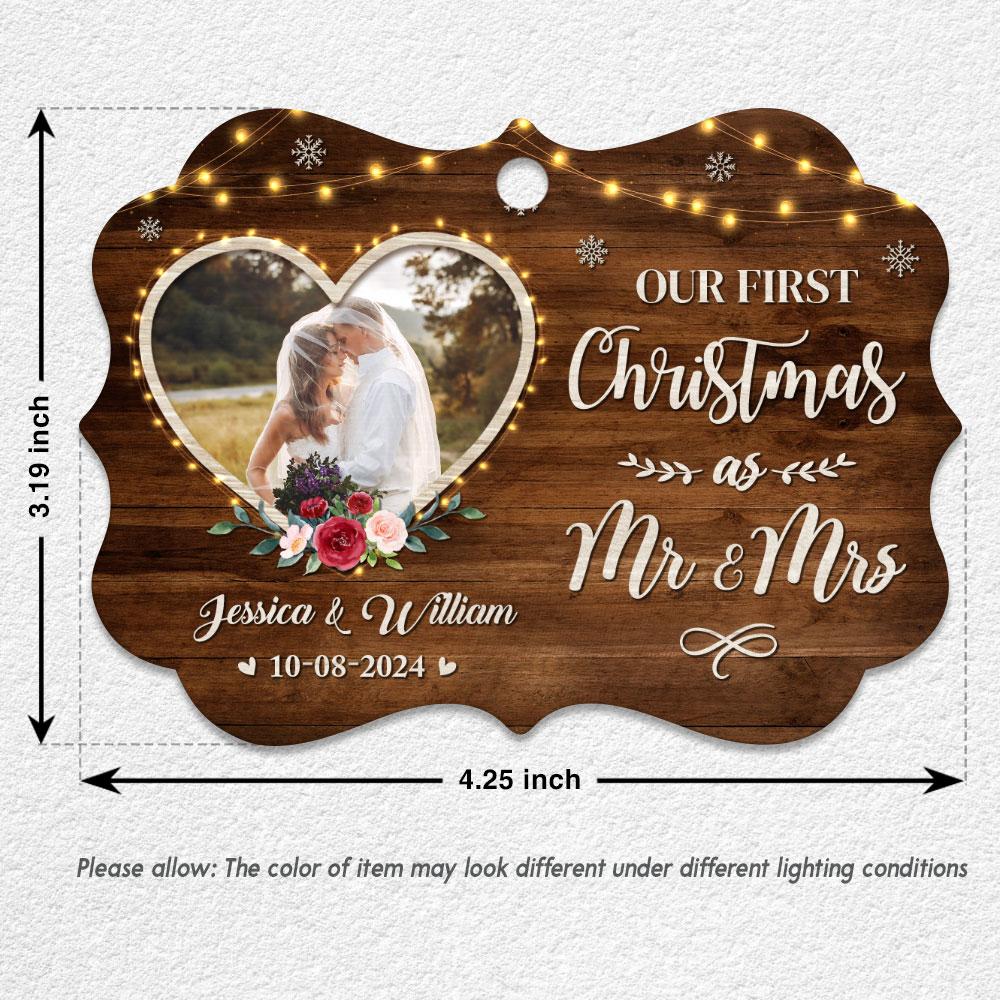 Personalized First Christmas as Mr and Mrs Ornament Wedding Marriage Aluminum Ornaments Keepsake Gifts Hanging Christmas Tree Decorations