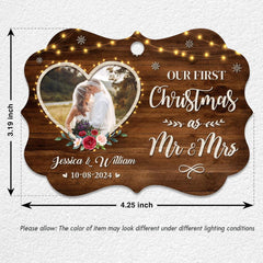 Personalized First Christmas as Mr and Mrs Ornament Wedding Marriage Aluminum Ornaments Keepsake Gifts Hanging Christmas Tree Decorations