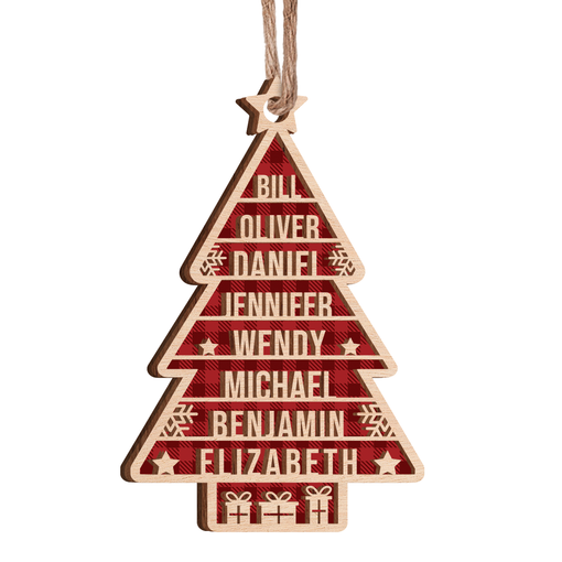 Personalized Family Christmas Ornament - 2 Layered Wooden Ornament, Christmas Hanging Tree Keepsake Gifts