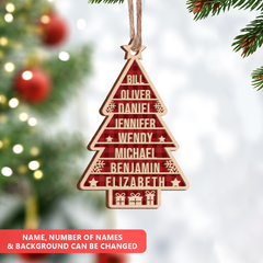 Personalized Family Christmas Ornament - 2 Layered Wooden Ornament, Christmas Hanging Tree Keepsake Gifts