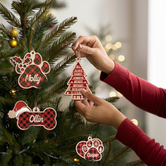 Personalized Family Christmas Ornament - 2 Layered Wooden Ornament, Christmas Hanging Tree Keepsake Gifts