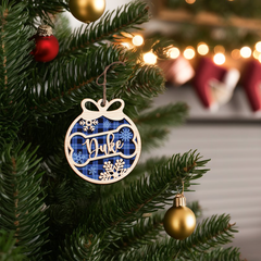 Personalized Pet Name Christmas Ornament - 2 Layered Wooden Design, Christmas Tree Keepsake for Pet Lovers, Dog Owners