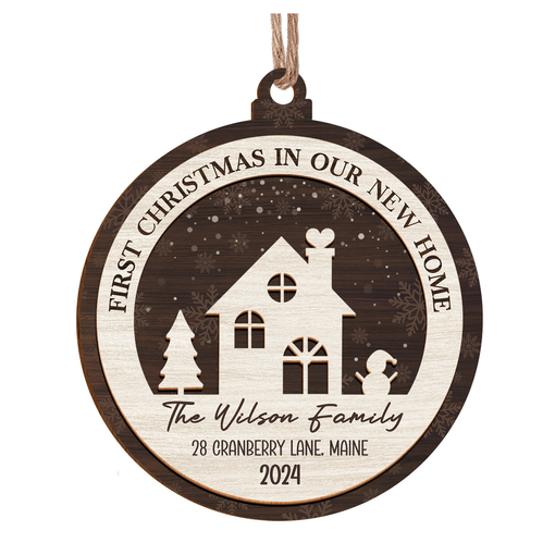 Personalized New Home Christmas Ornament - 2 Layered Wooden Design, House Warming Gifts, Christmas Hanging Decor