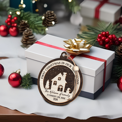 Personalized New Home Christmas Ornament - 2 Layered Wooden Design, House Warming Gifts, Christmas Hanging Decor