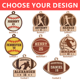 Personalized Christmas Ornament for Sports Players - 2 Layered Wooden Design, Gifts for Baseball, Softball, Basketball, Football Lovers, Men Women Boys Girls