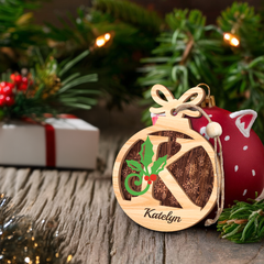 Personalized Christmas Ornament Initial with Name - 2 Layered Wooden Design, Custom Monogram Ornament, Christmas Hanging Decor Gifts for Women Boys Girls