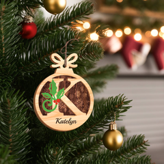 Personalized Christmas Ornament Initial with Name - 2 Layered Wooden Design, Custom Monogram Ornament, Christmas Hanging Decor Gifts for Women Boys Girls