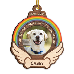 Personalized Pet Memorial Ornament, Dog Memorial 2 Layered Wooden Ornaments, Rainbow Bridge, Loss of Pet Christmas Ornaments for Dog Lovers
