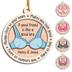 Personalized Best Friends Christmas Tree Ornament - 2 Layered Wooden Design, Custom Keepsake for Friends