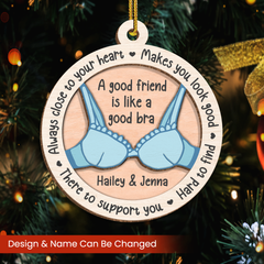 Personalized Best Friends Christmas Tree Ornament - 2 Layered Wooden Design, Custom Keepsake for Friends