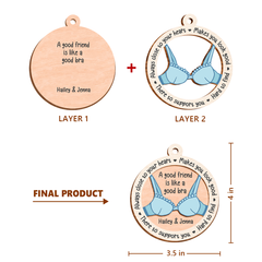 Personalized Best Friends Christmas Tree Ornament - 2 Layered Wooden Design, Custom Keepsake for Friends