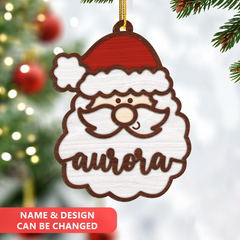 Personalized Christmas Ornament - Custom Name, 2 Layered Wooden Design, Christmas Hanging Decor Keepsake Gifts for Boys Girls Women