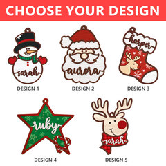 Personalized Christmas Ornament - Custom Name, 2 Layered Wooden Design, Christmas Hanging Decor Keepsake Gifts for Boys Girls Women