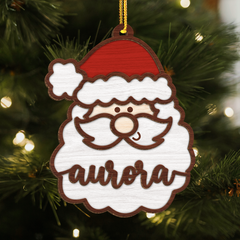 Personalized Christmas Ornament - Custom Name, 2 Layered Wooden Design, Christmas Hanging Decor Keepsake Gifts for Boys Girls Women