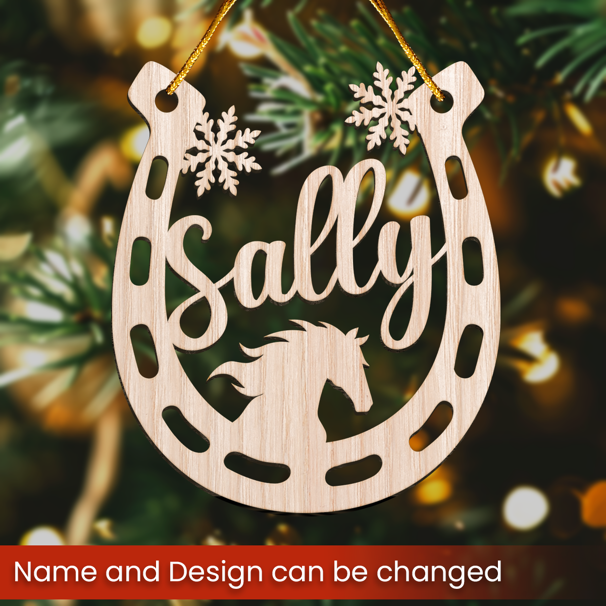 Personalized Animals Christmas Ornament - Custom Name Cut-out Wooden Ornament, Gift for Horse Rabbit Butterfly Unicorn Dinosaur Turtle Elephant Lovers
