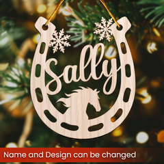 Personalized Animals Christmas Ornament - Custom Name Cut-out Wooden Ornament, Gift for Horse Rabbit Butterfly Unicorn Dinosaur Turtle Elephant Lovers