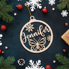 Personalized Animals Christmas Ornament - Custom Name Cut-out Wooden Ornament, Gift for Horse Rabbit Butterfly Unicorn Dinosaur Turtle Elephant Lovers