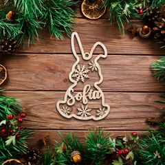 Personalized Animals Christmas Ornament - Custom Name Cut-out Wooden Ornament, Gift for Horse Rabbit Butterfly Unicorn Dinosaur Turtle Elephant Lovers