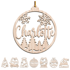 Personalized Christmas Ornament - Customized Name Cut-out Wooden Ornament, Christmas Decoration Gift for Family Men Women Friends Boy Girl Couple
