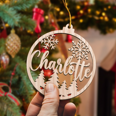 Personalized Christmas Ornament - Customized Name Cut-out Wooden Ornament, Christmas Decoration Gift for Family Men Women Friends Boy Girl Couple