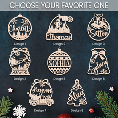Personalized Christmas Ornament - Customized Name Cut-out Wooden Ornament, Christmas Decoration Gift for Family Men Women Friends Boy Girl Couple