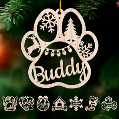 Personalized Dogs Christmas Ornament - Customized Dog Name Cut-out Wooden Ornament, Custom Dogs Name Ornaments, Gift Idea for Dog Lovers Pet Owners