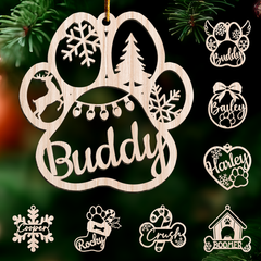 Personalized Dogs Christmas Ornament - Customized Dog Name Cut-out Wooden Ornament, Custom Dogs Name Ornaments, Gift Idea for Dog Lovers Pet Owners