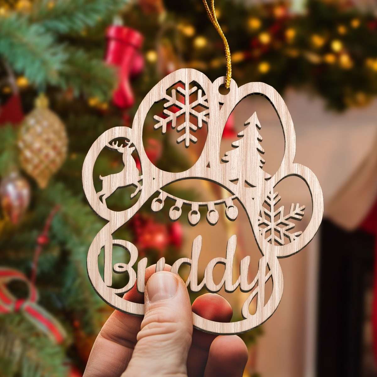 Personalized Dogs Christmas Ornament - Customized Dog Name Cut-out Wooden Ornament, Custom Dogs Name Ornaments, Gift Idea for Dog Lovers Pet Owners