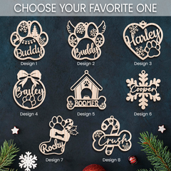 Personalized Dogs Christmas Ornament - Customized Dog Name Cut-out Wooden Ornament, Custom Dogs Name Ornaments, Gift Idea for Dog Lovers Pet Owners