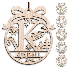 Personalized Monogram Christmas Ornament - Customized Initial Letter Cut-out Wooden Ornament, Alphabet Customized Gift for Women Men Friends Family