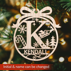 Personalized Monogram Christmas Ornament - Customized Initial Letter Cut-out Wooden Ornament, Alphabet Customized Gift for Women Men Friends Family