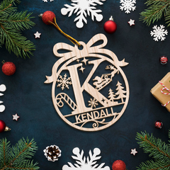 Personalized Monogram Christmas Ornament - Customized Initial Letter Cut-out Wooden Ornament, Alphabet Customized Gift for Women Men Friends Family