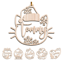 Personalized Cats Christmas Ornament - Customized Cat Name Cut-out Wooden Ornament, Gift Idea for Cat Lovers Pet Owners, Decoration Gift Wood Hanging Ornaments