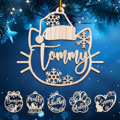 Personalized Cats Christmas Ornament - Customized Cat Name Cut-out Wooden Ornament, Gift Idea for Cat Lovers Pet Owners, Decoration Gift Wood Hanging Ornaments