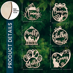 Personalized Cats Christmas Ornament - Customized Cat Name Cut-out Wooden Ornament, Gift Idea for Cat Lovers Pet Owners, Decoration Gift Wood Hanging Ornaments