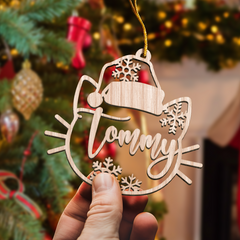 Personalized Cats Christmas Ornament - Customized Cat Name Cut-out Wooden Ornament, Gift Idea for Cat Lovers Pet Owners, Decoration Gift Wood Hanging Ornaments