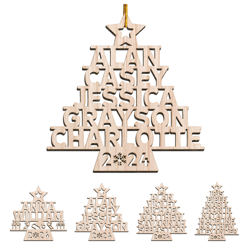 Personalized Family Christmas Ornament - Custom Names Cut-out Wooden Ornament, Christmas Thanksgiving Gifts for Family Grandparents Mom Dad Men Women