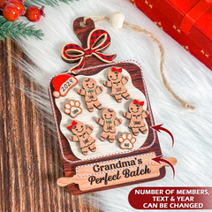 Personalized Grandma Ornament - Custom 3 Layered Wooden Ornament, Grandkids Keepsake, Christmas Gifts for Grandmother Nana Gigi Mimi, Grandma's Perfect Batch